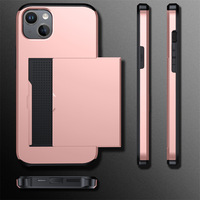 Étui portefeuille pour iPhone 15 avec fente pour carte coulissante Portefeuille Carte de crédit Armure Porte-carte pour iPhone16 Pro Max Étui pour téléphone portable