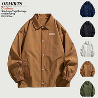 Logo personnalisé Veste d'entraîneur pour hommes Coupe-vent classique Coupe décontractée Boutons-pression Manteau vierge Col à revers Vestes d'entraîneur simples Coupe-vent