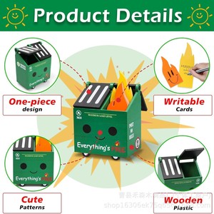 Poubelle en bois avec couvercle, boîte de rangement de bureau, boîte de rangement polyvalente de couleur unie, capacité de 0L à 5L - Product Image 2