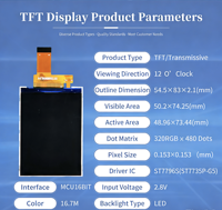 Dispositif de communication intelligent YSD avec écran TFT de 3,5 pouces, interface MCU 24 broches, résolution 320x480, circuit intégré de pilote ST7796S/7365P