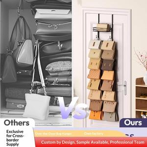 Over Door Wallet Organizer Wall Mounted 16 Hooks Metal <b>Basket</b> for Bag/Purse <b>Storage</b> Rack Modern Simplicity Style More 8 Layers - Product Image 3