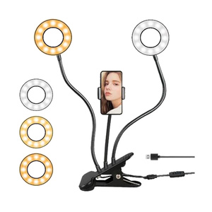Soporte para Teléfono Celular con Clip, para Transmisión en Vivo, Video Chat, Brazos Giratorios de 360°, Lámpara de Escritorio, Anillo de Luz LED para Selfies - Product Image 1