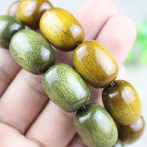 Pulsera de Madera de Nanmu Dorado de Sichuan con Cuentas en Forma de Barril, Joyería Cultural Coleccionable para Uso Diario Unisex - Product Image 2