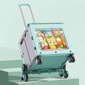 Keranjang penyimpanan hijau putih kotak penyimpanan penggunaan luar ruangan rumah keranjang belanja pemasaran berkemah keranjang wadah lipat troli - Product Image 2