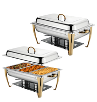 Réchaud de buffet rectangulaire triple en acier inoxydable, modèle FLY, pour hôtels et restaurants