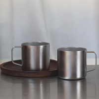 Mug à double paroi en titane pur de 400 ml avec poignée, tasse à café en titane ultra légère et isolée pour le camping en plein air, la maison et le bureau