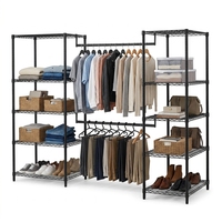Système de suspension métallique de qualité commerciale, portable et réglable, pour armoire et présentoir, robuste, avec étagères pour vêtements