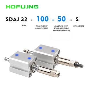 Cylindre pneumatique ultra-mince standard en alliage d'aluminium de type double action réglable SDAJ Series Airtoc avec aimant - Product Image 2