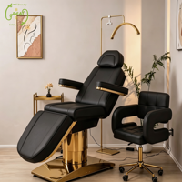 Table de traitement de massage pour salon moderne et de luxe Lit d'esthéticienne Lit électrique de beauté pivotant en or noir avec 4 moteurs
