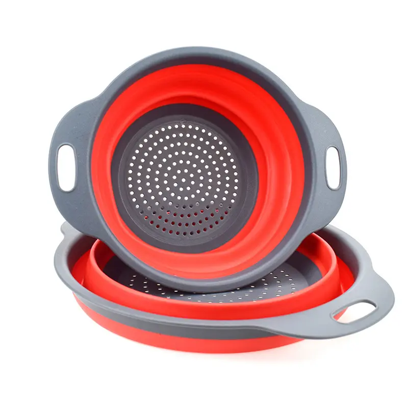 Amazon Hot Sale Collapsible Colander Housing Kitchen Strainer Basket Food-Grade Silicone Foldable Strainer Basket