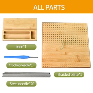Bambou Décoratif 23x23 Trou <span class=keywords><strong>Crochet</strong></span> Bloc Panneau Heavy-Duty <span class=keywords><strong>Granny</strong></span> Carré Fil Stand avec Accessoires Cadeaux pour Salon - Product Image 3