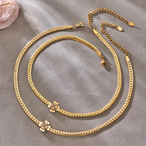 Waterproof Fine Designer Luxury Non Tarnished 14k 18k PVD Gold Plated 316L Stainless Steel Jewelry <b>Sets</b> for Women - Product Image 3