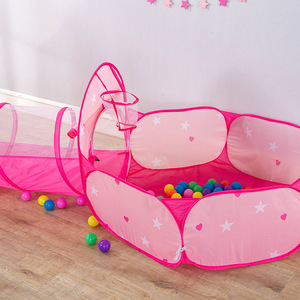 Set de Juego 3 en 1: Túnel de Gateo, Piscina de Pelotas y Carpa de Juegos con Diseño de <span class=keywords><strong>Castillo</strong></span> de Princesa Rosa para Niños, Ideal para Diversión en Interiores y Exteriores - Product Image 3