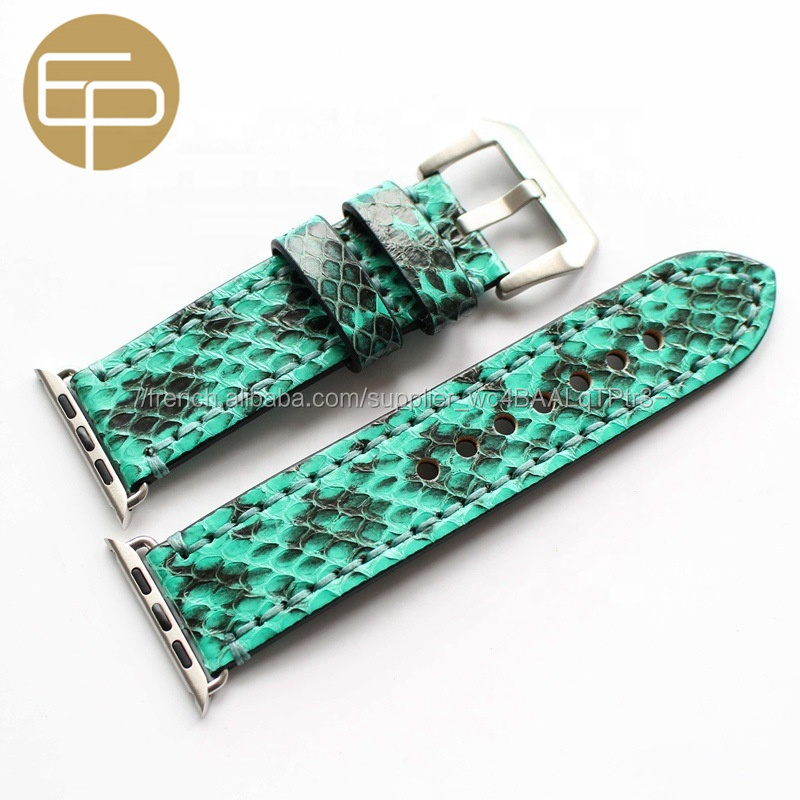 de haute qualité couleur différente serpent python grain véritable montre en cuir de veau pour iWatch 38 40 42 44mm