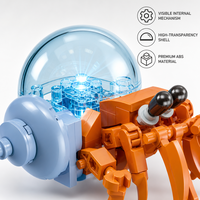 Ensemble de blocs de construction personnalisés 84 pièces Crabe ermite, modèle 3D DIY, jouets de construction pour enfants, coquille translucide avec lumière, briques STEM