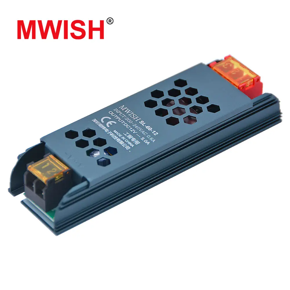 Hiệu quả cao mwish Sl-60-12 60W 12V 5 5 tòa nhà thương mại dẫn Dải SMPS chuyển mạch cung cấp điện