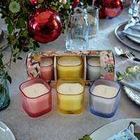 Meilleures ventes de décorations de Noël de luxe Bougie parfumée avec logo personnalisé Bougies en verre avec mèche en coton