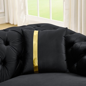 Juego de Sofás Chesterfield de Lujo de 2 Piezas en Terciopelo, Sofá de 3 Plazas de 84.6 Pulgadas, Sofá de Dos Plazas de 62.6 Pulgadas, Moderno, para Sala de Estar de Hotel, Acero Inoxidable Dorado 4 - Product Image 3