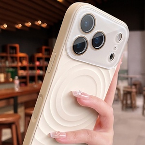 เคสโทรศัพท์มือถือซิลิโคนเหลวแบบแม่เหล็ก Fashion Ripple สำหรับ iPhone 17 15 16 Pro Max พร้อมฟิล์มกันรอยเลนส์ HD - Product Image 6