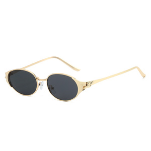 Lunettes de soleil rétro <span class=keywords><strong>punk</strong></span> années <span class=keywords><strong>80</strong></span> pour femme, monture ovale dorée tête de guépard, protection UV400, nouvelle collection populaire pour le voyage - Product Image 5