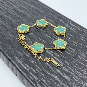 Bracciali <span class=keywords><strong>di</strong></span> Alta Qualità in Acciaio Inossidabile Placcato Oro 18k, <span class=keywords><strong>Gioielli</strong></span> <span class=keywords><strong>di</strong></span> Design <span class=keywords><strong>di</strong></span> Marche Famose, Bracciale a Cinque Petali 9MM 13MM - Product Image 2