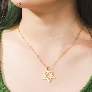 Stella d'oro del cuore di David collana in acciaio inossidabile simbolo della collana ebraica israele - Product Image 5