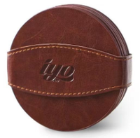 Sous-verre rond en cuir PU souple et durable, imprimé sérigraphié 6 couleurs de haute qualité, avec logo, pour boissons, café, bière