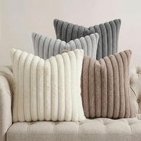 Housses de coussin décoratives en peluche rayées, style moderne farmhouse bohème, avec dos en velours, pour canapé, lit et salon