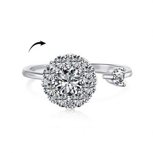 Anillos Antiestrés Dylam Fashion de Plata de Ley con Baño de Rodio y Oro de 18K, con Circonita Cúbica 5A de 0.5ct, Giratorios, para Uso Diario, para Mujer - Product Image 1