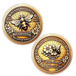 Medaglione <span class=keywords><strong>in</strong></span> Ferro Motivazionale Ape Reale, con messaggio 'Ape Positiva, Ape Onesta, Crede <span class=keywords><strong>in</strong></span> <span class=keywords><strong>Te</strong></span> Stesso', <span class=keywords><strong>in</strong></span> Stile Moneta d'Oro Antica, Souvenir, Gettone, Regalo - Product Image 3