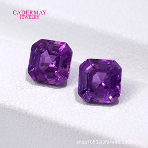 Cadermay Cultivated Sapphire Loose Stone Square Violet Color Synthetic Gemstone For Jewelry Making - Product Image 4
