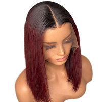 Vente en gros perruques de vague droite 100% cheveux humains vierges perruque européenne avant de lacet 16 pouces brun clair pour dentelle sans colle naturel