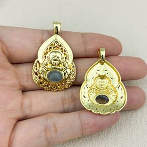 Pendentif Bouddha Maitreya en <span class=keywords><strong>Labradorite</strong></span> Plaqué Or, Design Populaire, Bijou Porte-Bonheur pour Femme, Charme de Bénédiction - Product Image 5