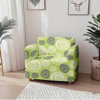 Günstige Sofabezüge vom Hersteller, Graffiti-Kreis-Design, Grüner Stretch-Sofaüberwurf, Staubdichter Sofabezug