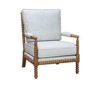 Wooden Single Sofa Linen Living Room Furniture Lounge <strong>Spindle</strong> Upholstered Arm <strong>Chair</strong> - Product Image 4