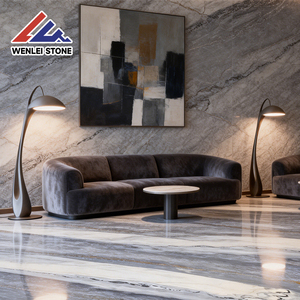 Dalle de marbre naturel haut de gamme gris bleu veiné or, épaisseur 18 mm, finition polie, pour cuisine, escalier et extérieur – Fournisseur Wenlei - Product Image 5