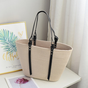 Sac tissé grande capacité, sac tissé pour femme, nouveau style plage, sac à bandoulière, sac fourre-tout, mode étudiante, sac tissé polyvalent - Product Image 3