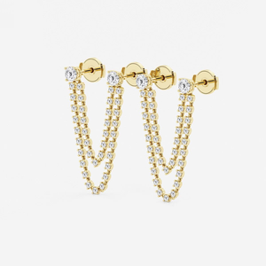 Boucles d'oreilles tendance en diamant rond cultivé en laboratoire 2 carats, bijoux de luxe élégants pour femmes, design moderne et affirmé pour le quotidien - Product Image 6