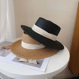 Fashion Elegant Wide Brim Women Unisex Beach Straw Boater <b>Hat</b> Wholesale Summer Holiday <b>Flat</b> Top Luxury Lifeguard Straw <b>Hat</b> - Product Image 2