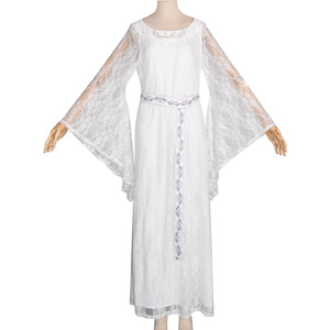 Ropa de anime popular, vestido de cosplay de Reina Élfica de El Señor de los Anillos, atuendo medieval de corte con encaje blanco - Product Image 1