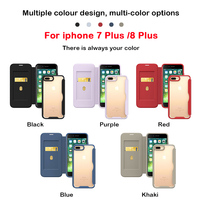 Casing ponsel kulit TPU iPhone 7 8 plus, casing kulit TPU tahan guncangan, sisipan kartu penutup penuh, paket grosir anti jatuh