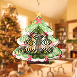 Molino de Viento Metálico Navideño, Árbol de Navidad Grande de Acero Inoxidable de 12 Pulgadas para Decoración de Interiores, Jardín y Patio - Product Image 5