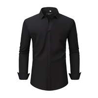 Kemeja tuksedo lengan panjang untuk pria, baju tuksedo bisnis kerah besar dan tinggi (ukuran XL-6XLT), baju kancing bawah lengan panjang