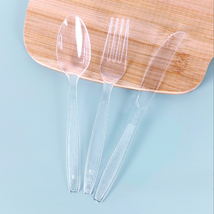 Individually Wrapped Cutlery Black Clear Plastic Disposable Plastic Spoon