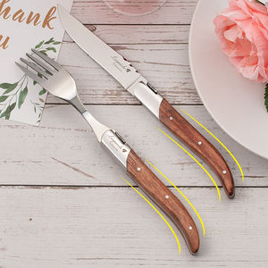 Vente chaude Couverts Ensemble <span class=keywords><strong>Couteau</strong></span> à Steak <span class=keywords><strong>Laguiole</strong></span> et <span class=keywords><strong>Fourchette</strong></span> Ensemble avec Manche en Bois de Rose - Product Image 1