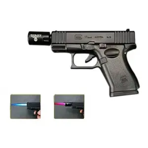 Creative Refillable Lighter Jet Flame Inflatable Pistol Model Cigarette Gun Adjustable Lighter