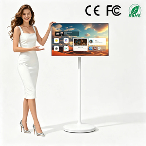 Televisor Inteligente LED LCD Blanco de 32 Pulgadas con Ruedas, Batería Recargable, Pantalla Táctil, Televisor Portátil con Ruedas - Product Image 1
