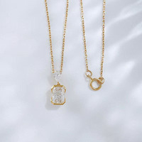 Collana con Ciondolo in Oro 18K con Diamante Sintetico, Catena Sottile Regolabile Minimalista, Collana con Charm in Diamanti per Donne