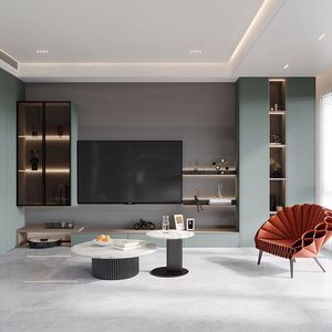 Meuble TV en bois au design moderne et élégant, avec éclairage LED, compartiments de rangement spacieux, idéal pour les appartements, les hôtels et les salons. - Product Image 2