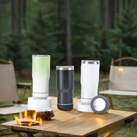 Cangkir musik pengisi daya USB, Tumbler vakum Bluetooth Cerdas, cangkir bir gigi biru Stainless Steel dengan Speaker